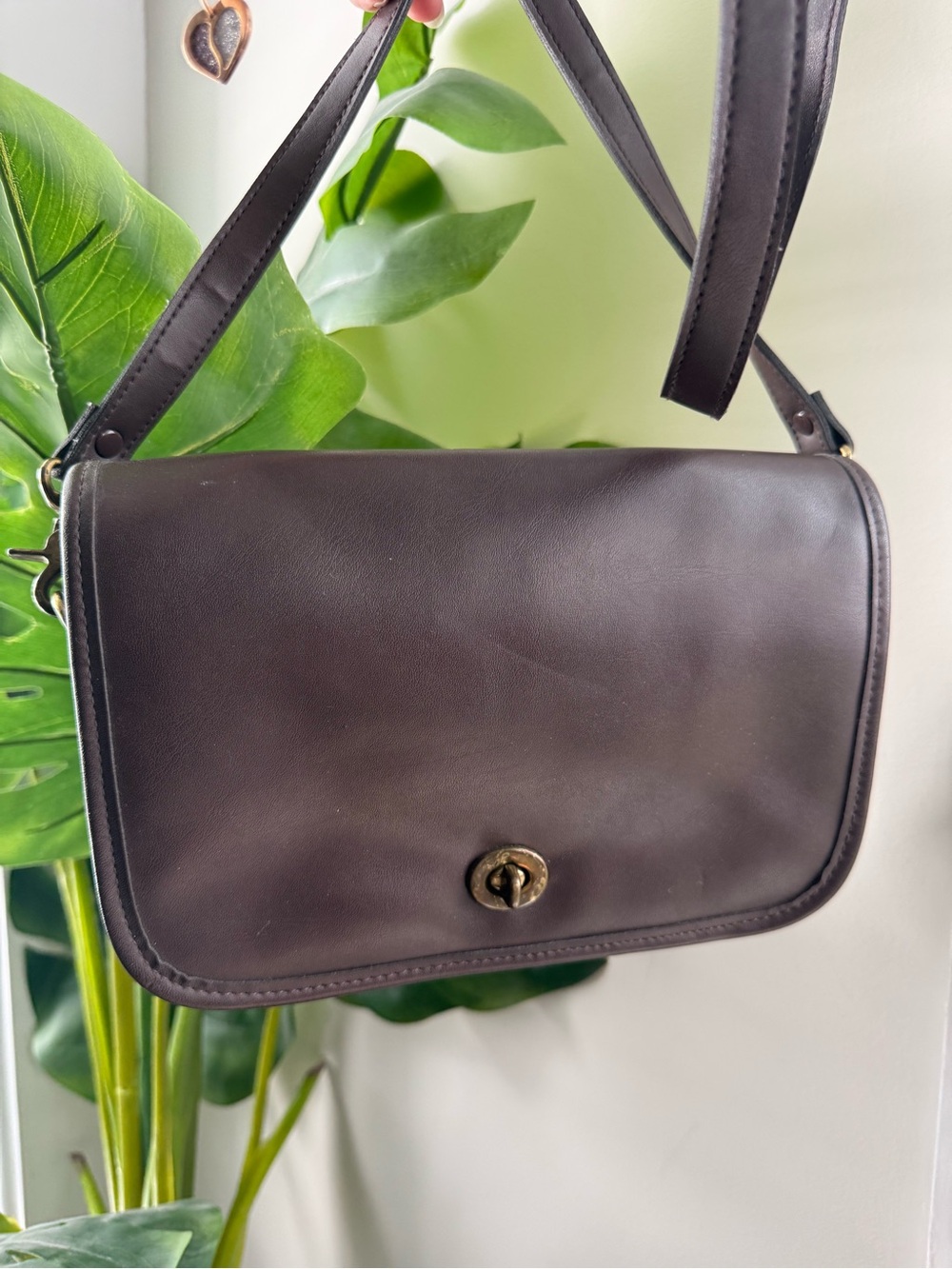 Coach Dark Brown Leather Flap Shoulder Bag